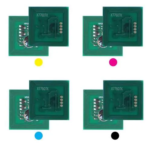 4x Toner Chip Y/M/C/K passt für Xerox Phaser 7760