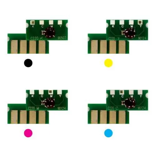 4x Toner Chip Y/M/C/K passt für Infotec Aficio SP C222 Lanier SP C222