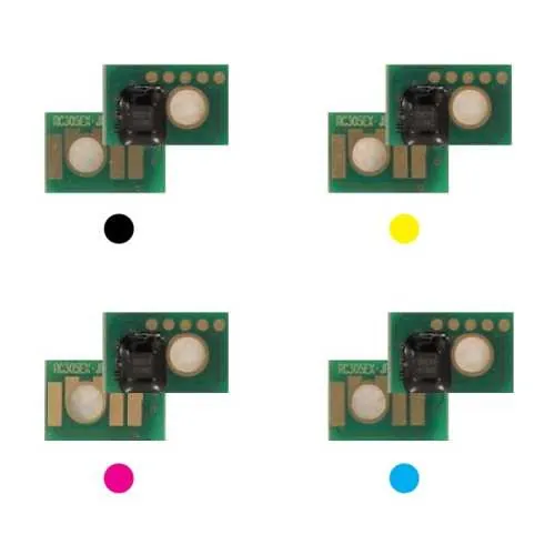 4x Toner Chip Y/M/C/K passt für Lanier MP C305 NRG MP C305 RICOH Aficio MP C305