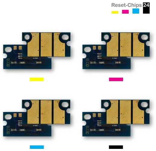 4x Toner Chip Y/M/C/K passt für OKI C110 C130 MC160 44250721 ..724
