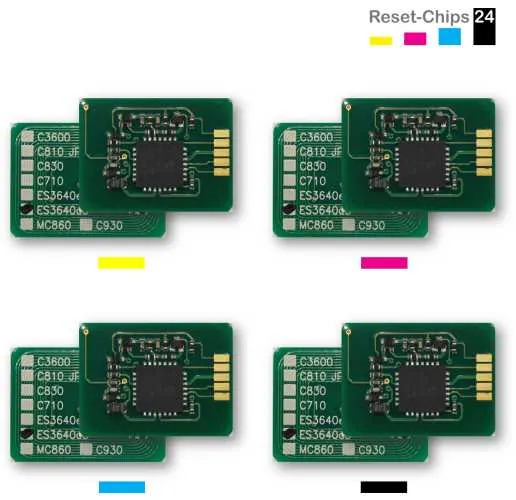 4x Toner Chip Y/M/C/K passt für OKI ES3640 A3 ES3640 Express 43837105 ..108