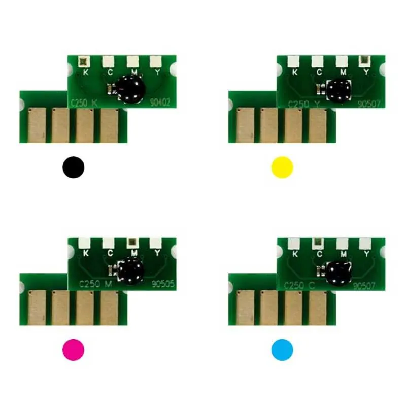 4x Toner Chip Y/M/C/K passt für RICOH Aficio SP C250 C260 C261 SP C250 C260 C261