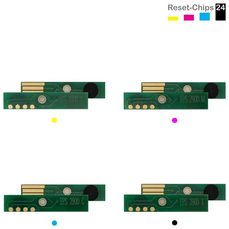 4x Toner Chip Y/M/C/K passt für Epson Aculaser C2900 Aculaser CX 29