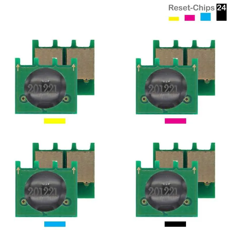 4x Toner Chip Y/M/C/K passt für HP Color LaserJet Enterprise M 651 (654A / 654X)