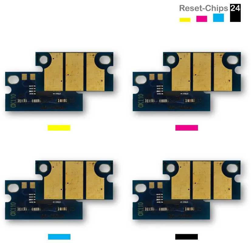 4x Toner Chip Y/M/C/K passt für OKI C110 C130 MC160 44250721 ..724